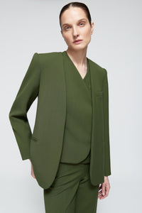 Blazer sin cuello lana verde Bleis Madrid