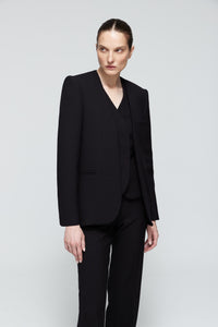 Blazer sin cuello lana negro Bleis Madrid